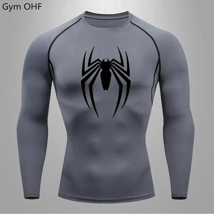 Camiseta deportiva de compresión de manga corta con estampado de Spider-Man
