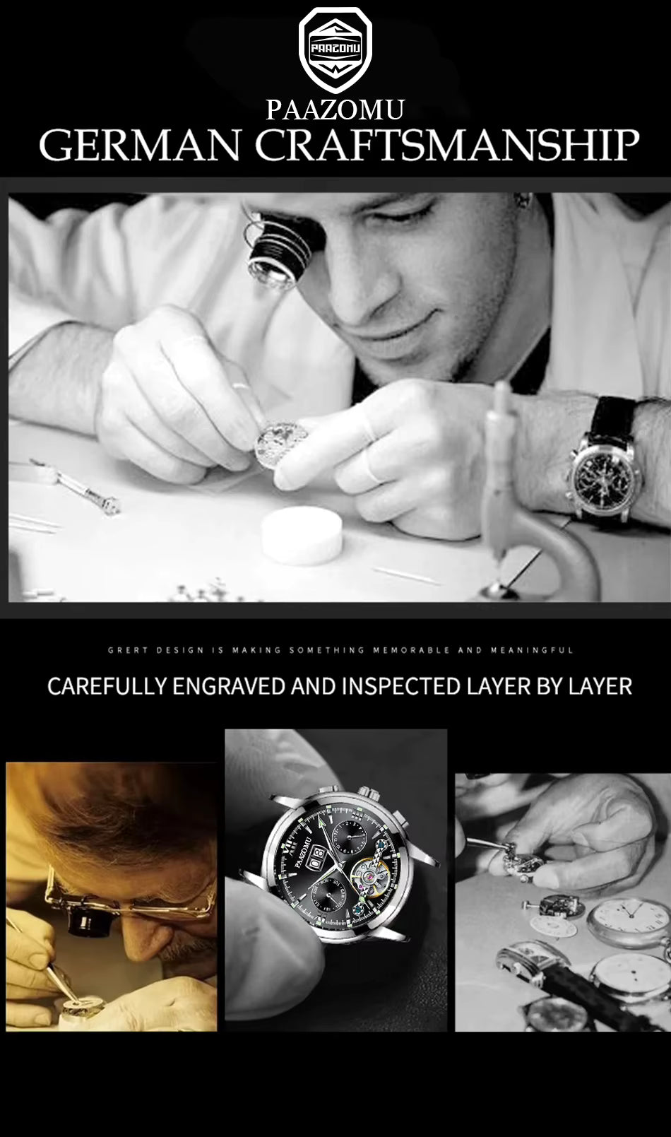 Reloj PAAZOMU de marca de lujo para hombre