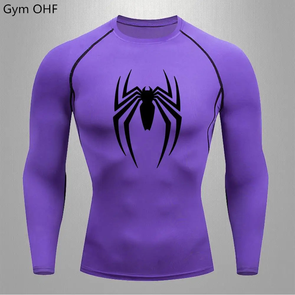 Camiseta deportiva de compresión de manga corta con estampado de Spider-Man