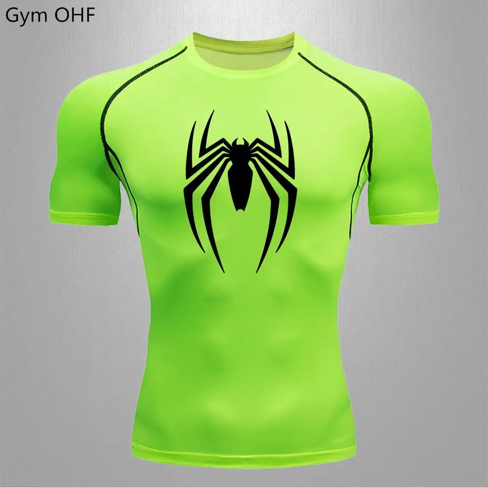 Camiseta deportiva de compresión de manga corta con estampado de Spider-Man