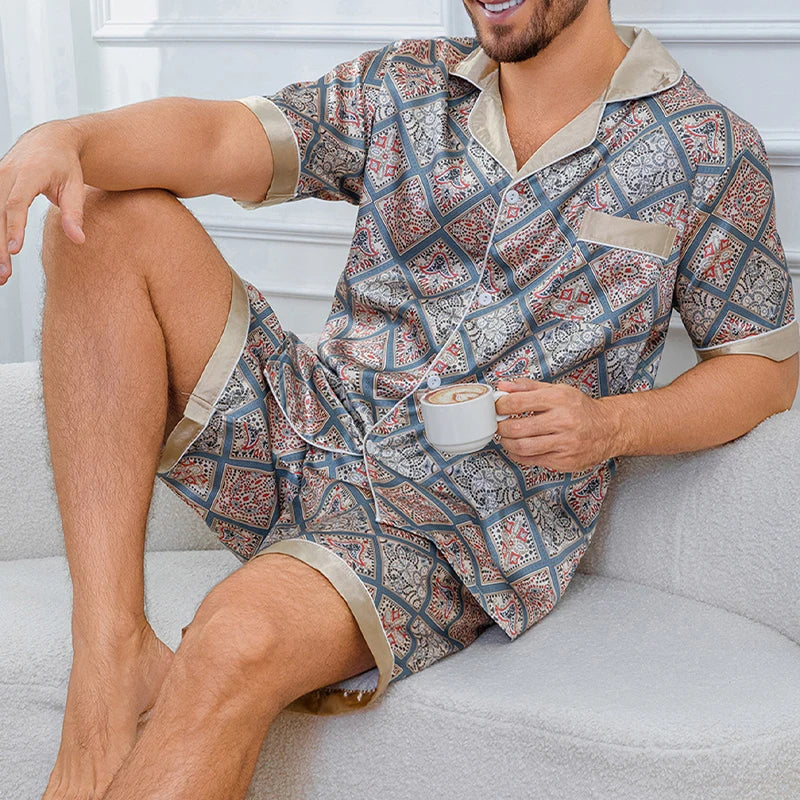 Conjunto de pijama a cuadros para hombre